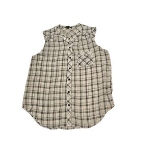 Timing Black White Plaid Shirt Button Down Sleeveless L